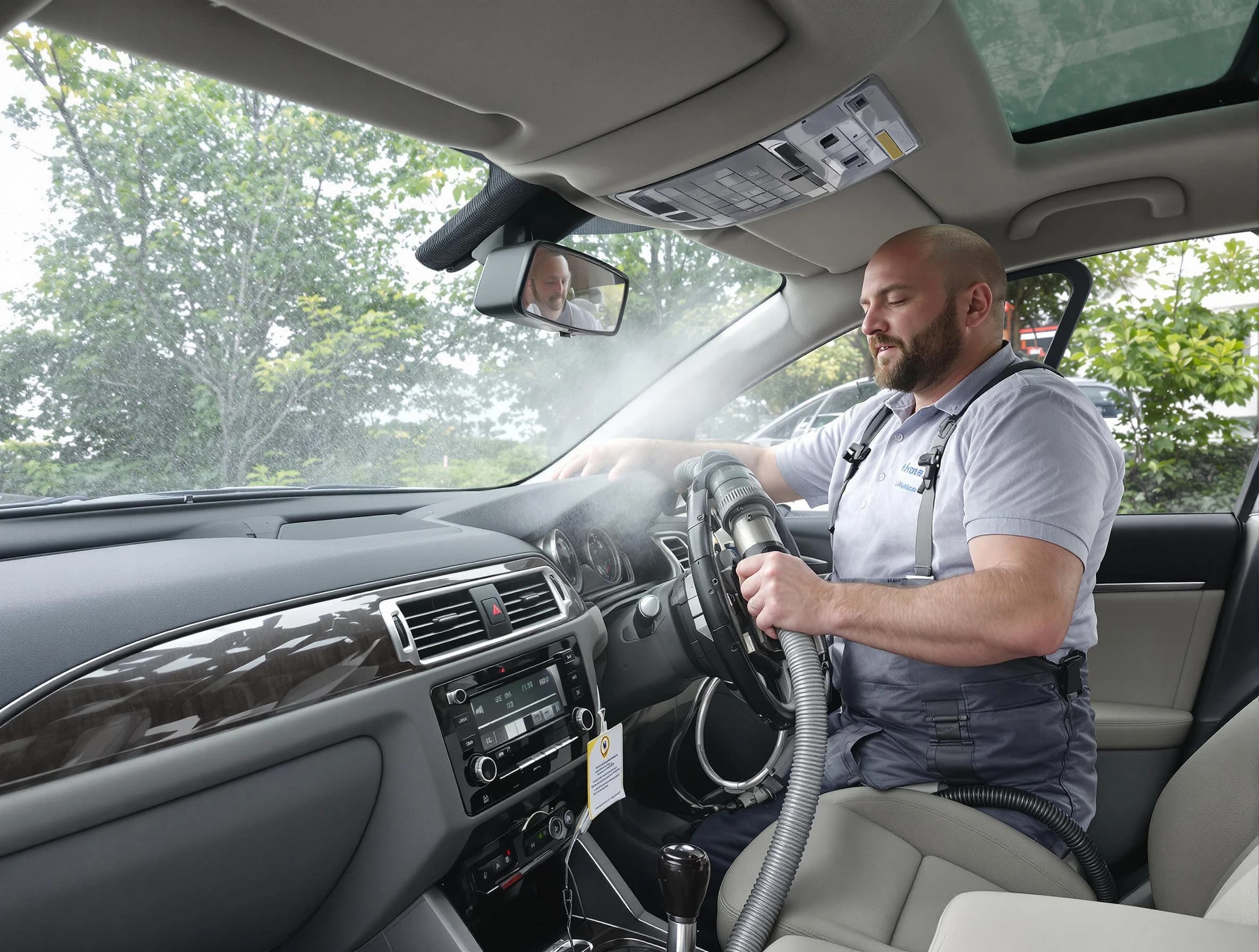 Dallas Air Duct Cleaning specialist performing professional car duct cleaning in Dallas