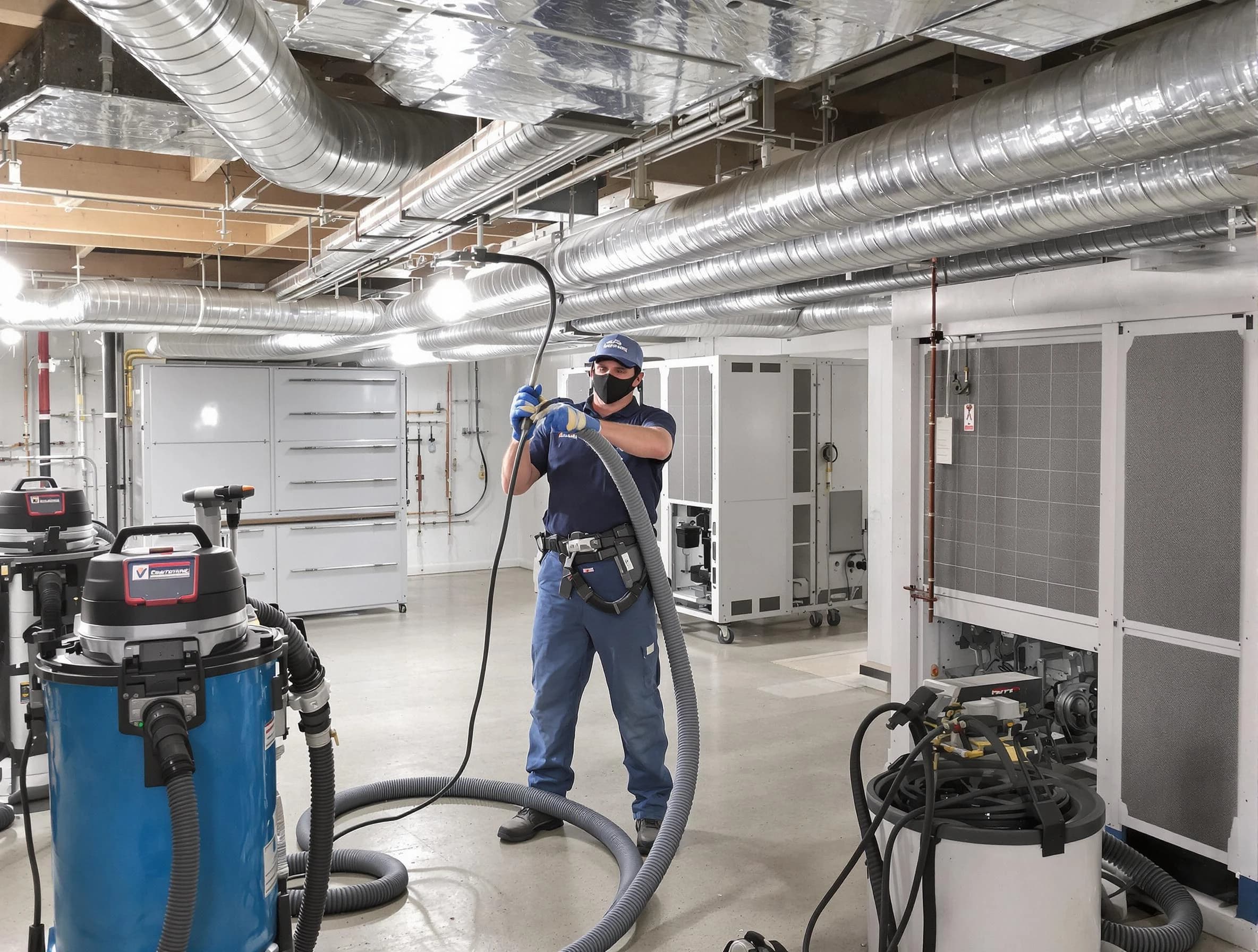 Dallas Air Duct Cleaning specialist performing thorough central air duct cleaning for improved system efficiency in Dallas