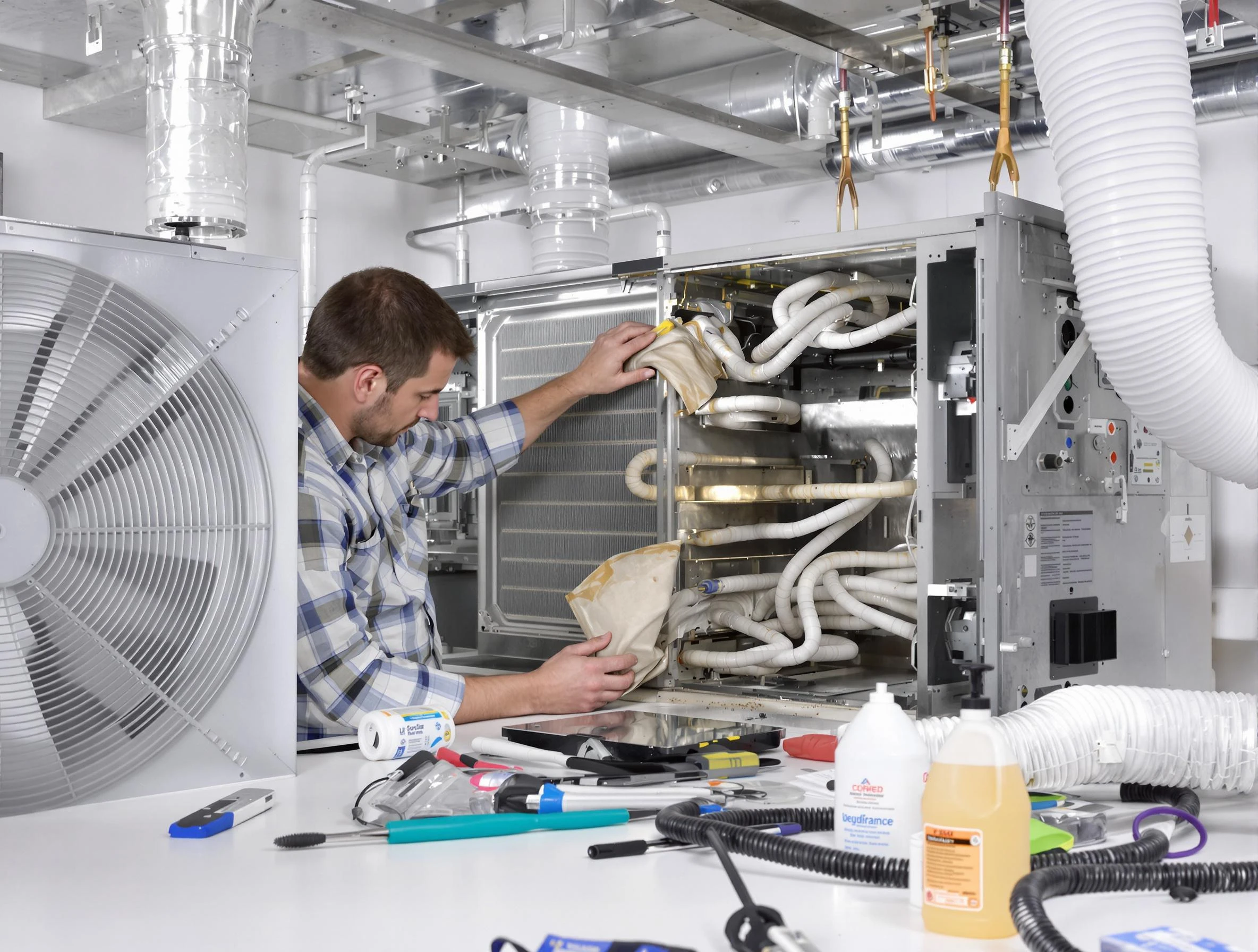 Dallas Air Duct Cleaning specialist performing precision AC coil cleaning in Dallas