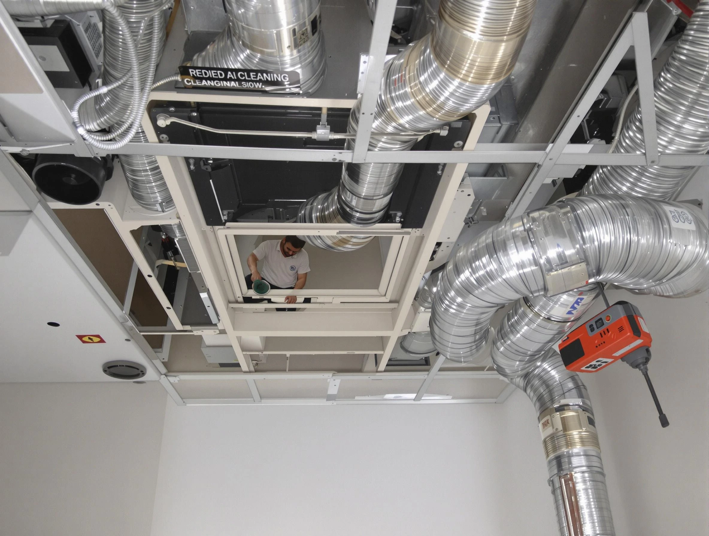 Dallas Air Duct Cleaning technician performing detailed central duct system cleaning in Dallas